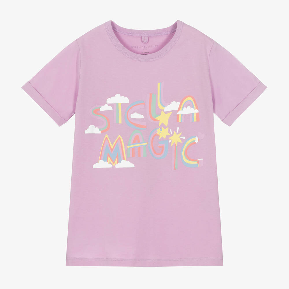 Stella McCartney Kids - Фиолетовая футболка из органического хлопка для девочек | Childrensalon