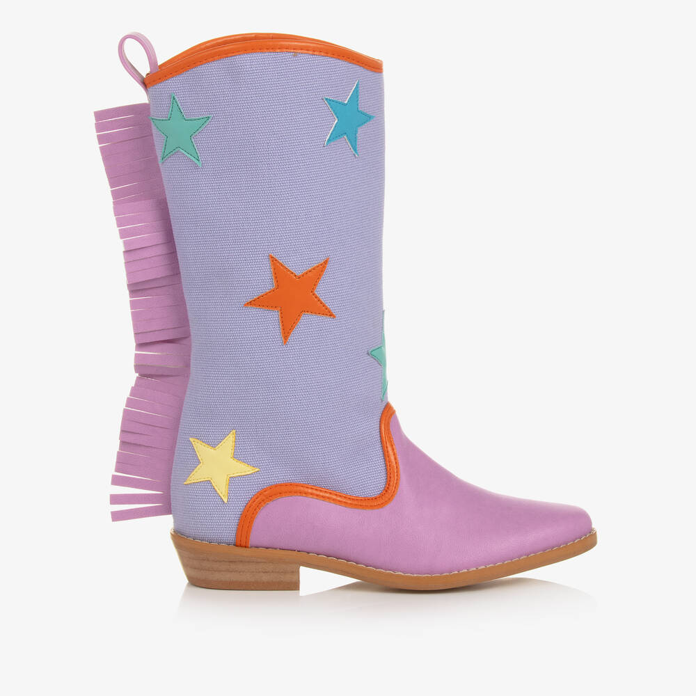 Stella McCartney Kids-Girls Purple Star Cowboy Boots | Childrensalon Outlet