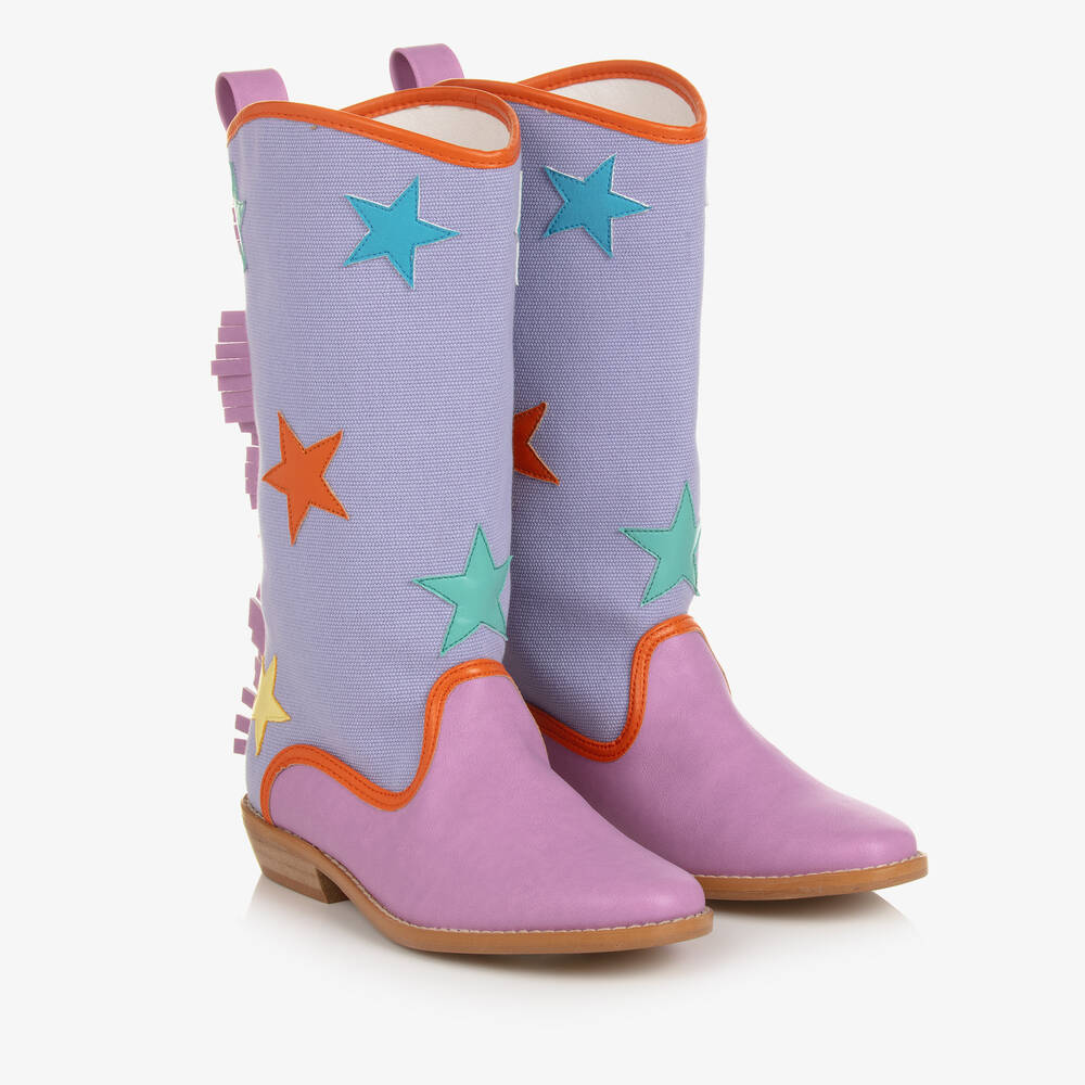 Stella McCartney Kids-Girls Purple Star Cowboy Boots | Childrensalon Outlet