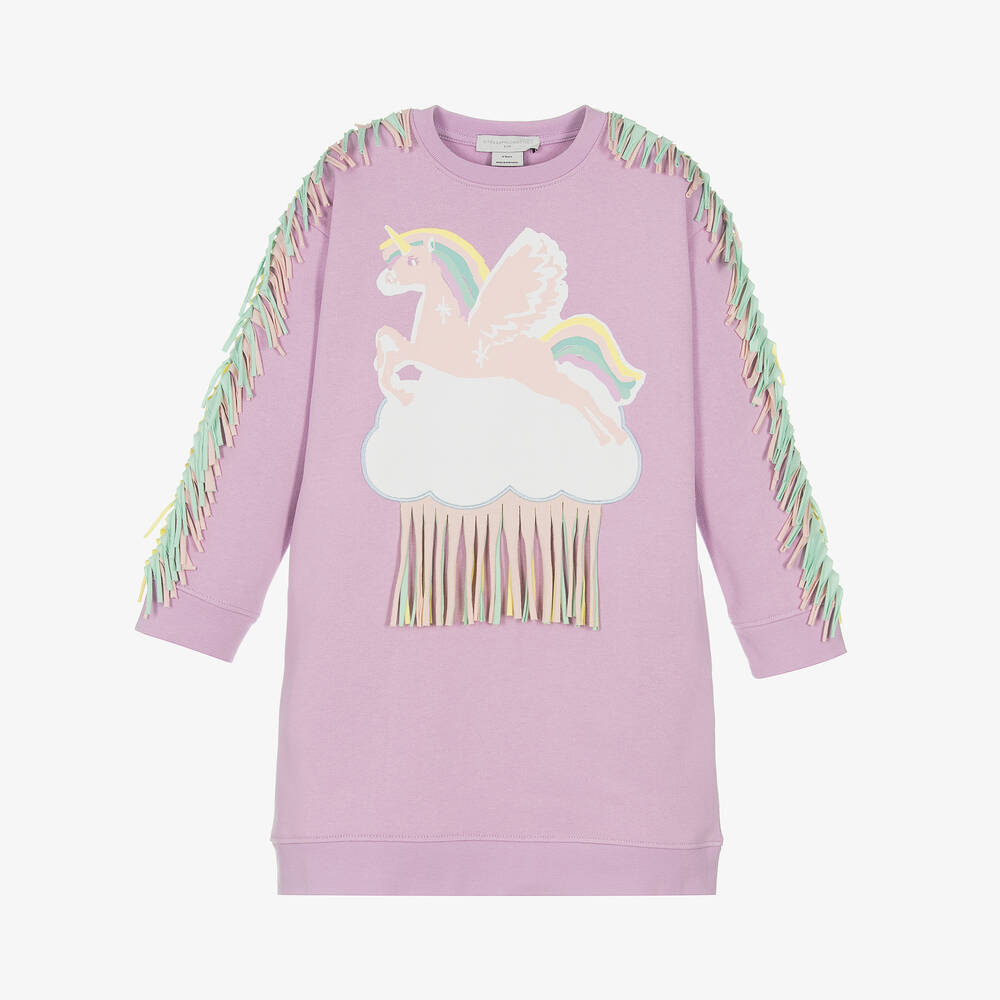 Stella McCartney Kids - Фиолетовое платье-свитшот с единорогом | Childrensalon