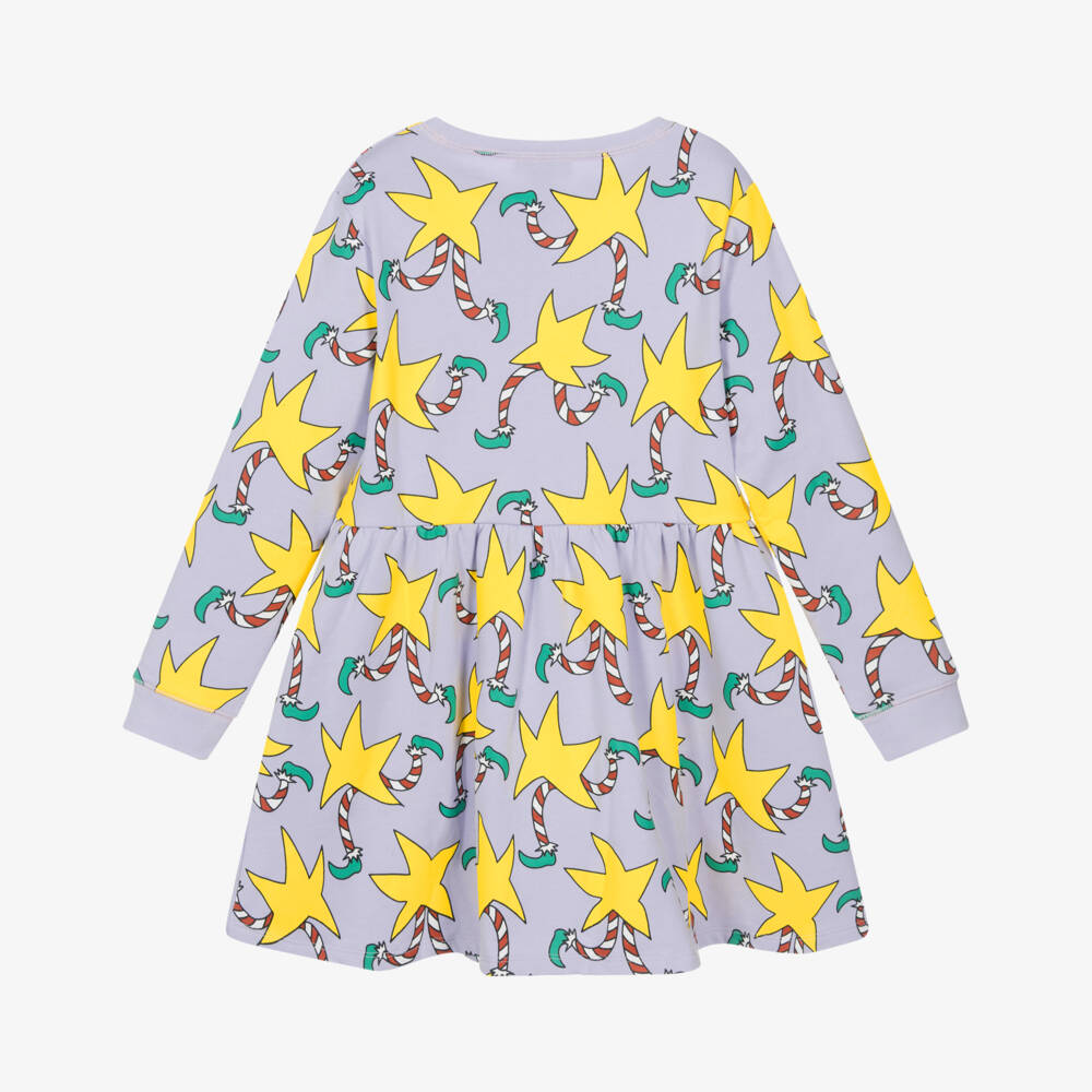 Stella McCartney Kids-Girls Purple & Yellow Star Print Cotton Dress | Childrensalon Outlet