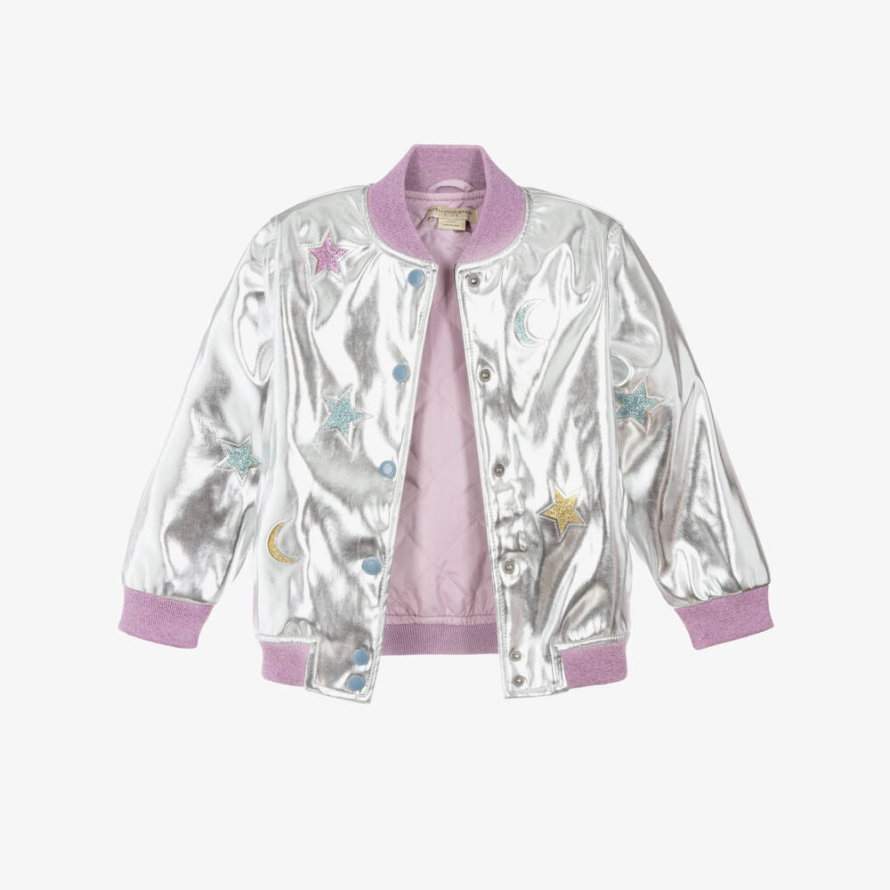 Stella McCartney Kids-Girls Radiant Silver Short Jacket | Childrensalon Outlet