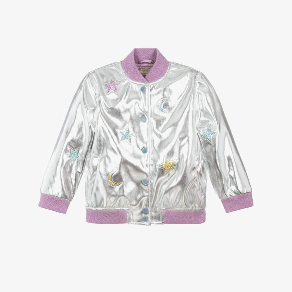 Stella McCartney Kids-Girls Radiant Silver Short Jacket | Childrensalon Outlet