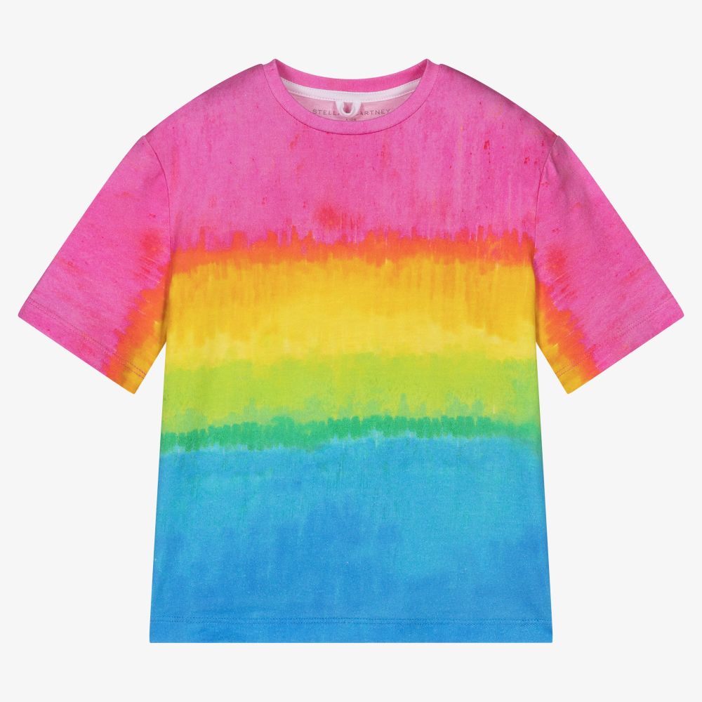 Stella McCartney Kids - Girls Rainbow Cotton T-Shirt | Childrensalon