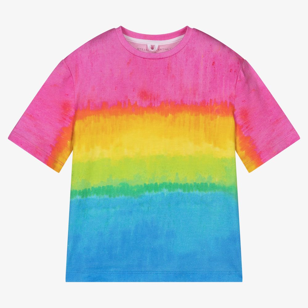 Stella McCartney Kids-Girls Rainbow Cotton T-Shirt | Childrensalon Outlet