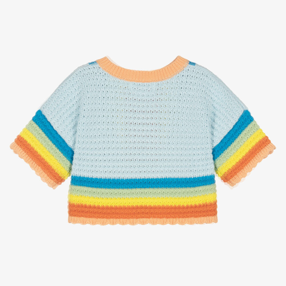 Stella McCartney Kids-Вязаный крючком кардиган в радужную полоску | Childrensalon Outlet