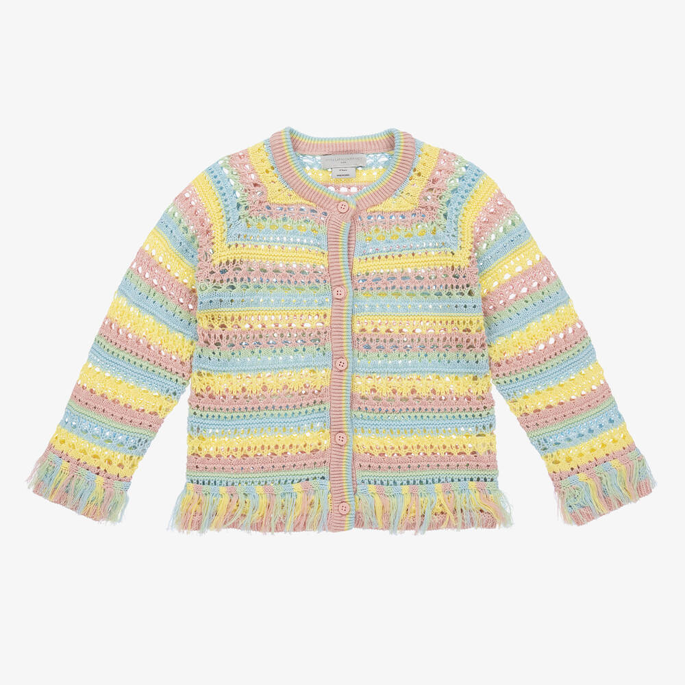 Stella McCartney Kids - Häkelstrickjacke Regenbogenstreifen | Childrensalon