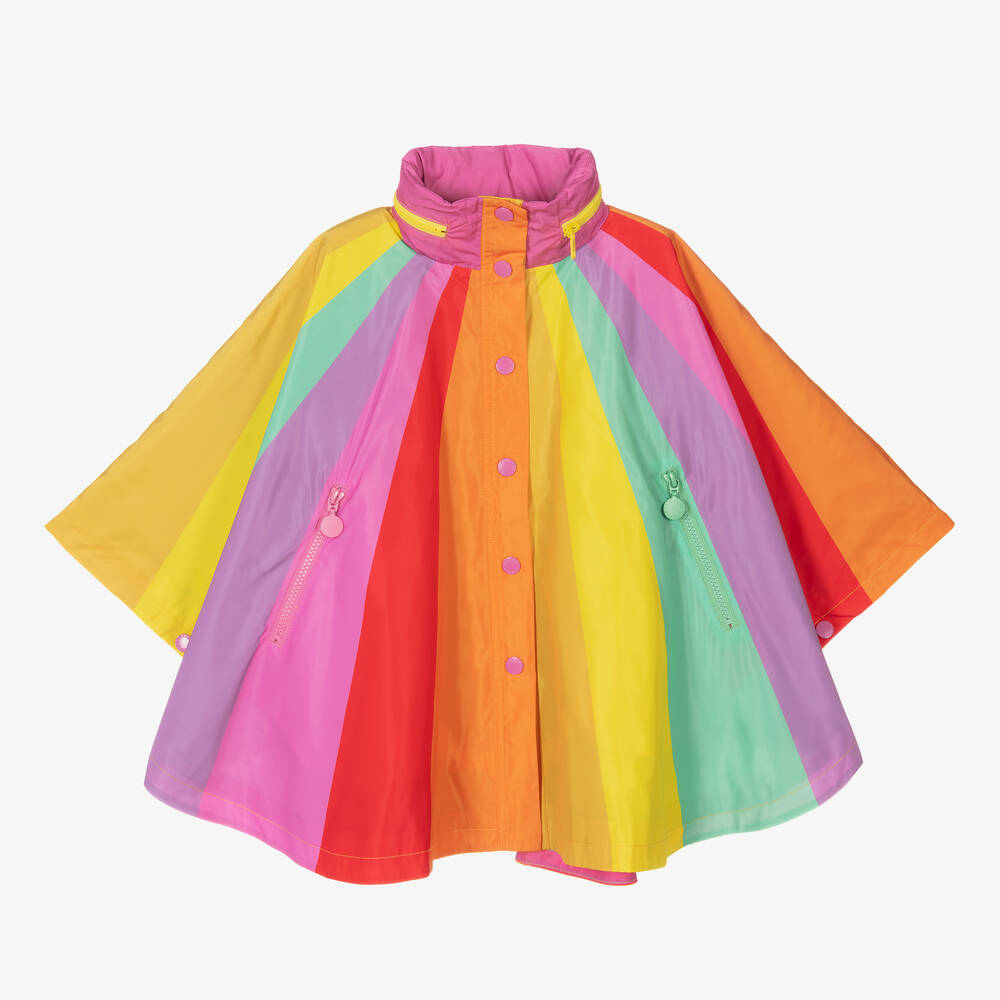 Stella McCartney Kids - Girls Rainbow Stripe Poncho | Childrensalon