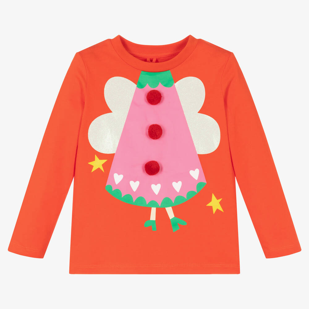 Stella McCartney Kids-Girls Red Cotton Angel Top | Childrensalon Outlet