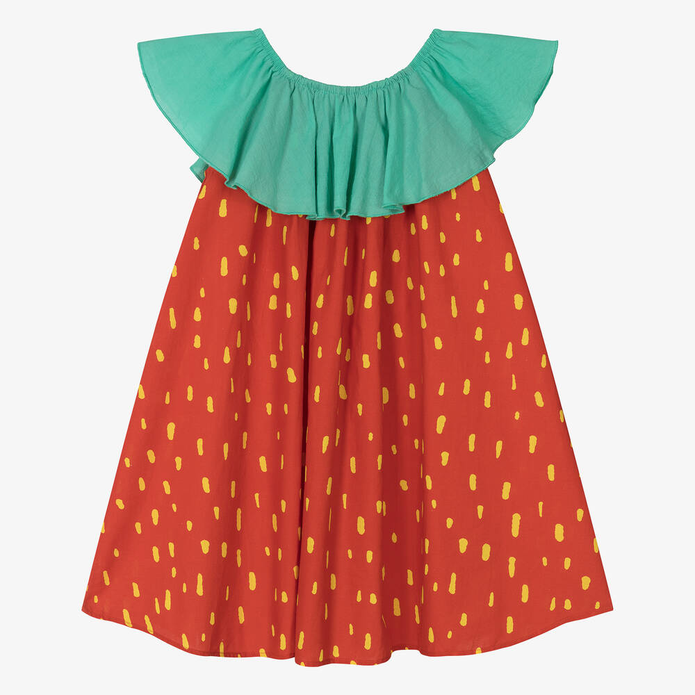 Stella McCartney Kids-Красное хлопковое платье для девочек | Childrensalon Outlet