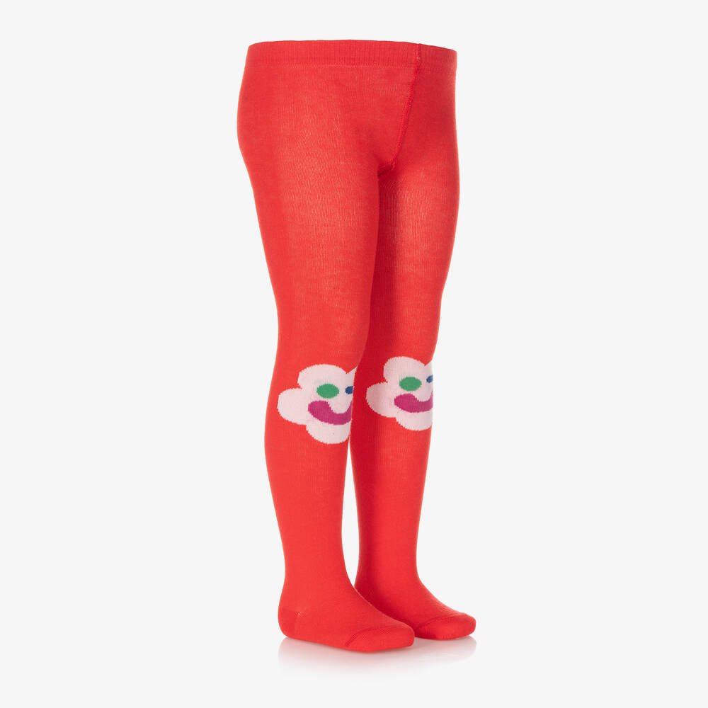 Stella McCartney Kids-Girls Red Cotton Flower Tights | Childrensalon Outlet