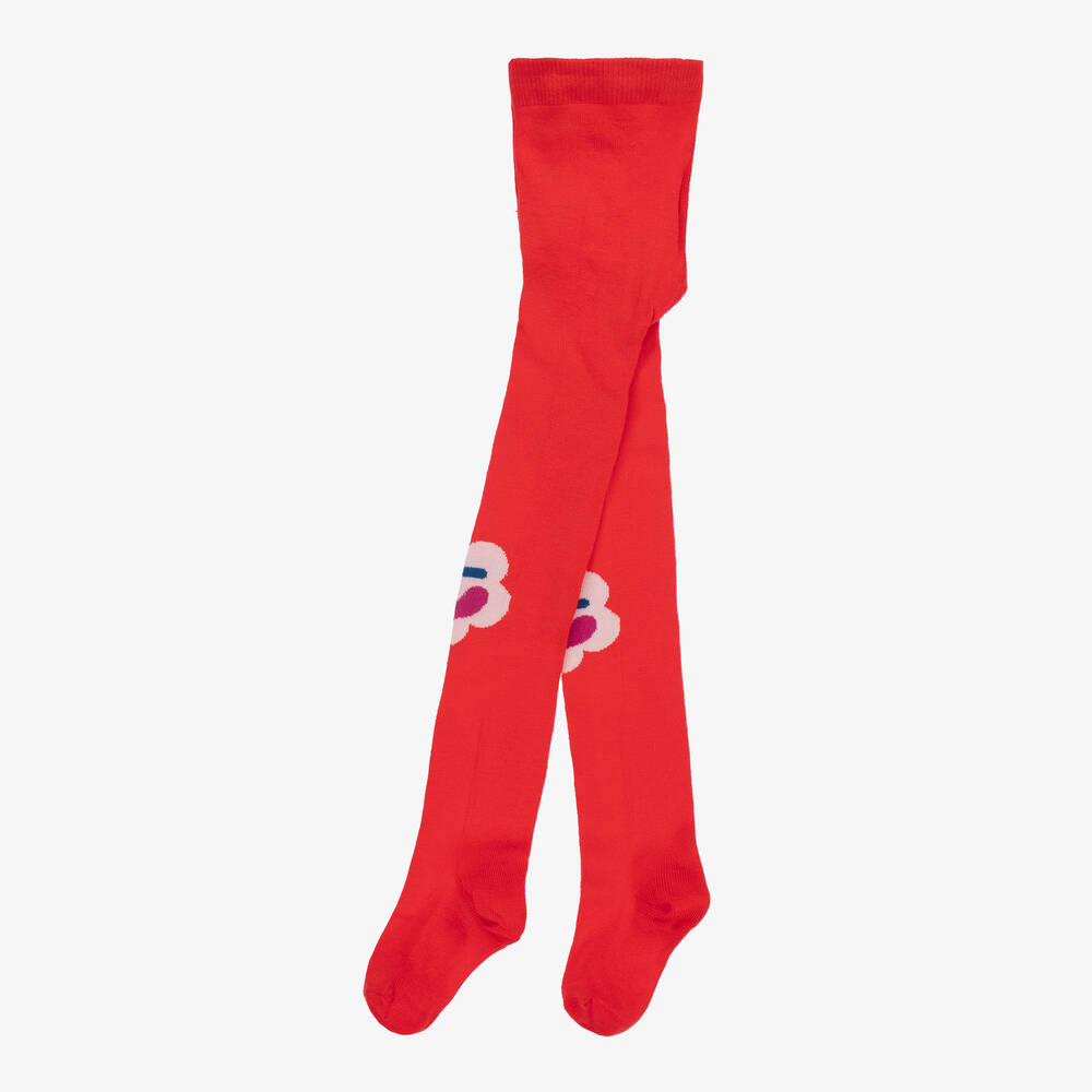 Stella McCartney Kids-Girls Red Cotton Flower Tights | Childrensalon Outlet