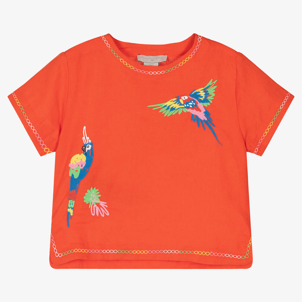 Stella McCartney Kids-Girls Red Cotton & Linen Blouse | Childrensalon Outlet