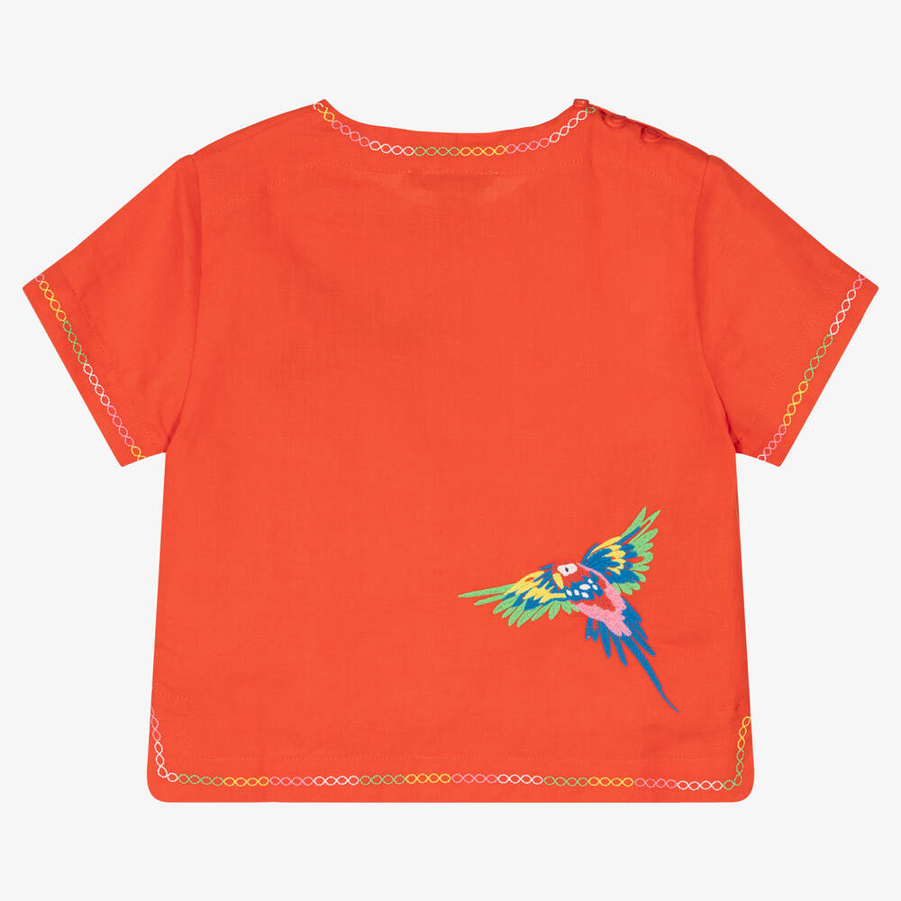 Stella McCartney Kids-Красная блузка из хлопка и льна | Childrensalon Outlet