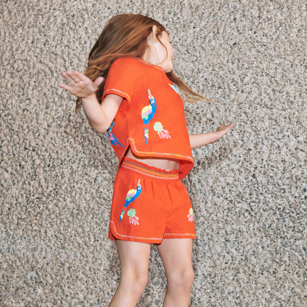 Stella McCartney Kids-Красная блузка из хлопка и льна | Childrensalon Outlet