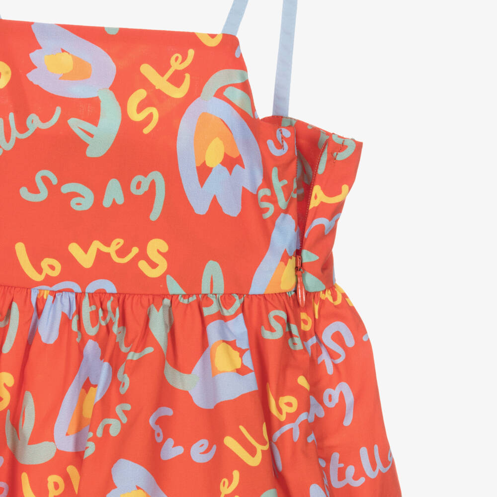 Stella McCartney Kids-Girls Red Cotton Sun Dress with Tulip Logo Print | Childrensalon Outlet
