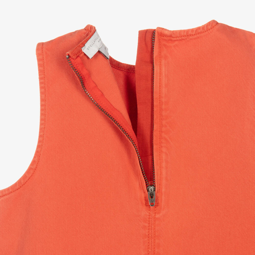 Stella McCartney Kids-Girls Red Denim Dress with Flower Motifs | Childrensalon Outlet