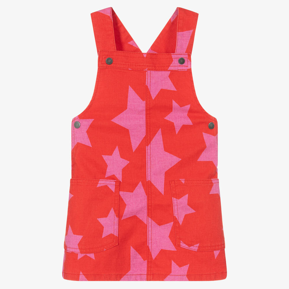 Stella McCartney Kids - Girls Red Denim Pinafore Dress | Childrensalon