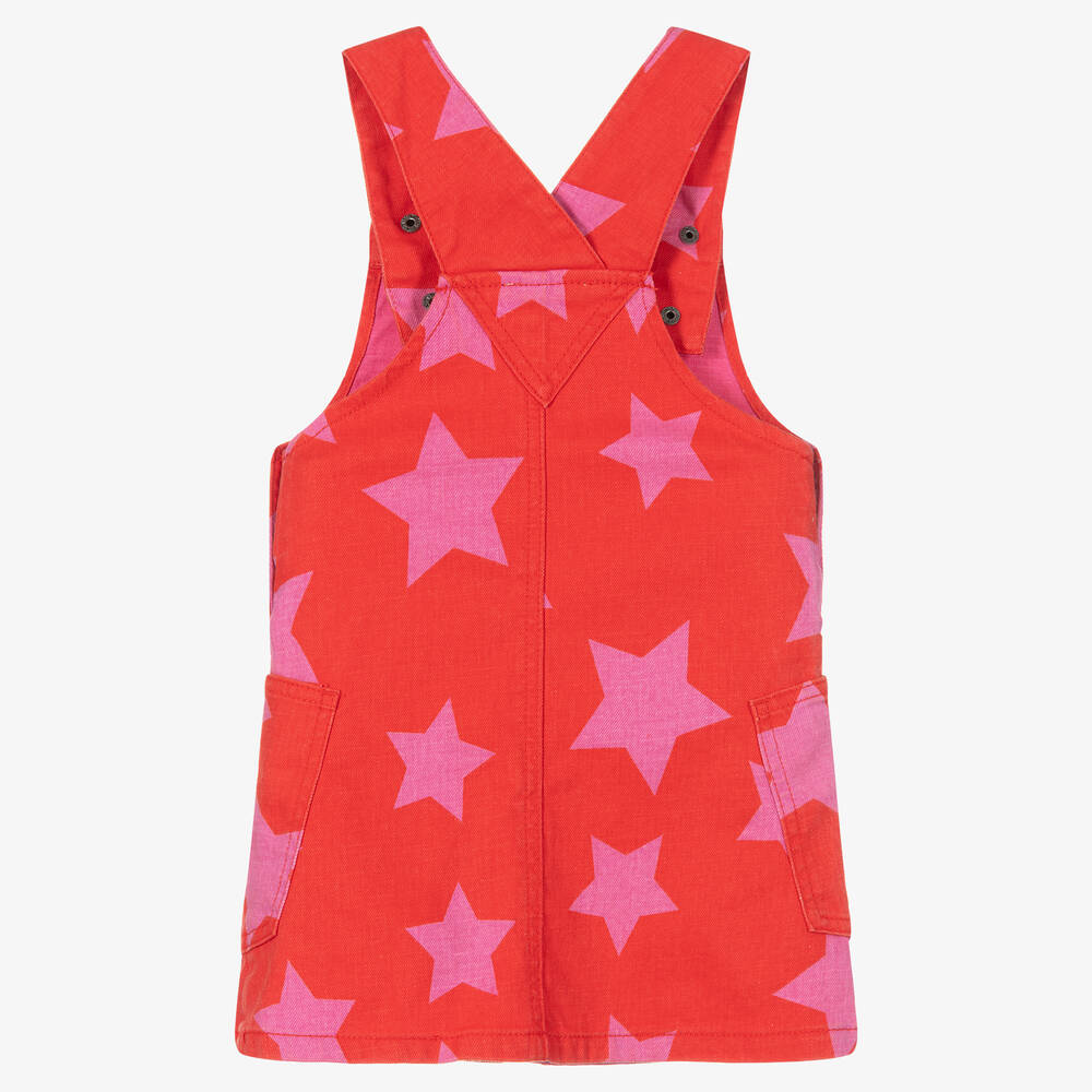 Stella McCartney Kids Girls Red Denim Pinafore Dress Childrensalon Outlet