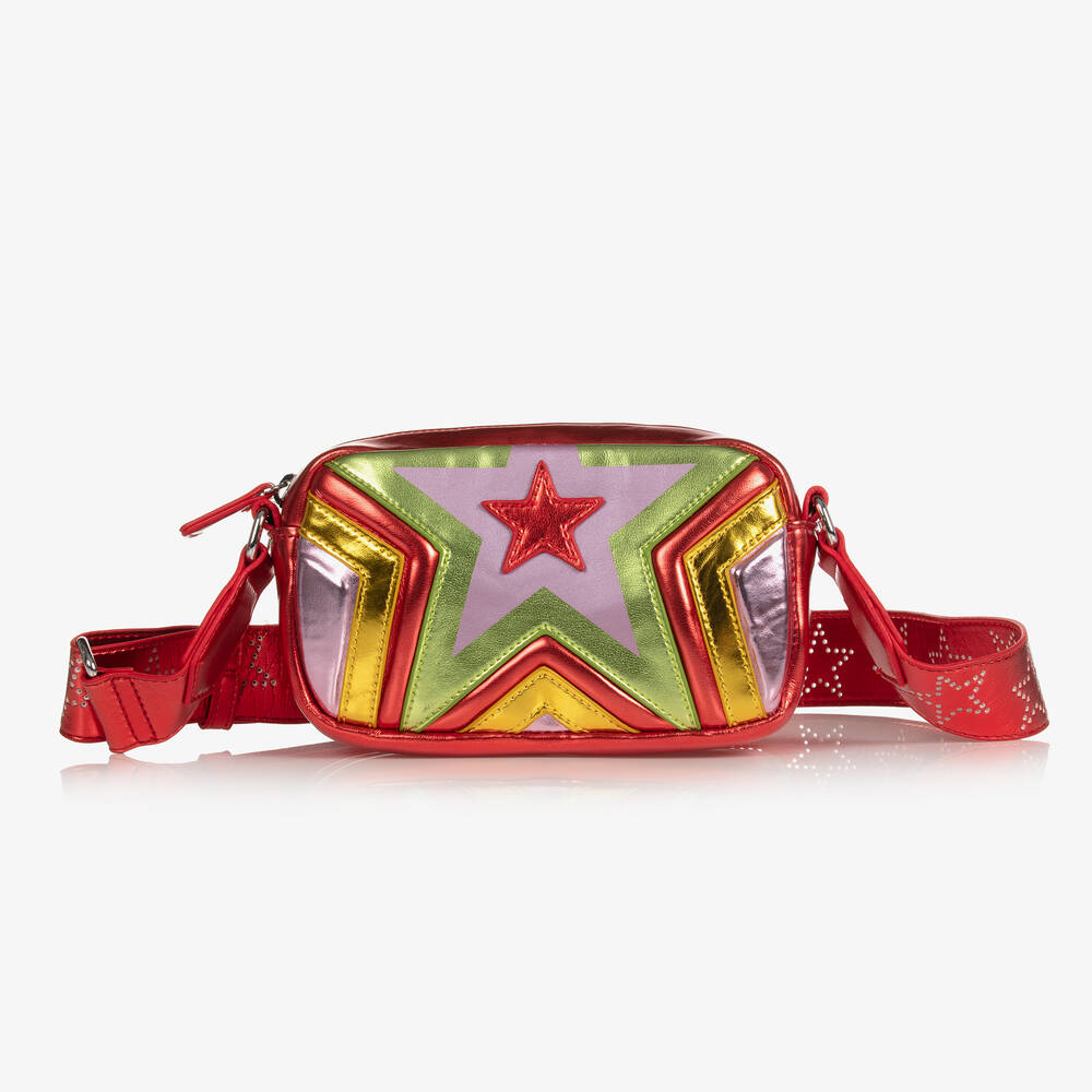 Stella McCartney Kids Girls Red Faux Leather Bag 18cm