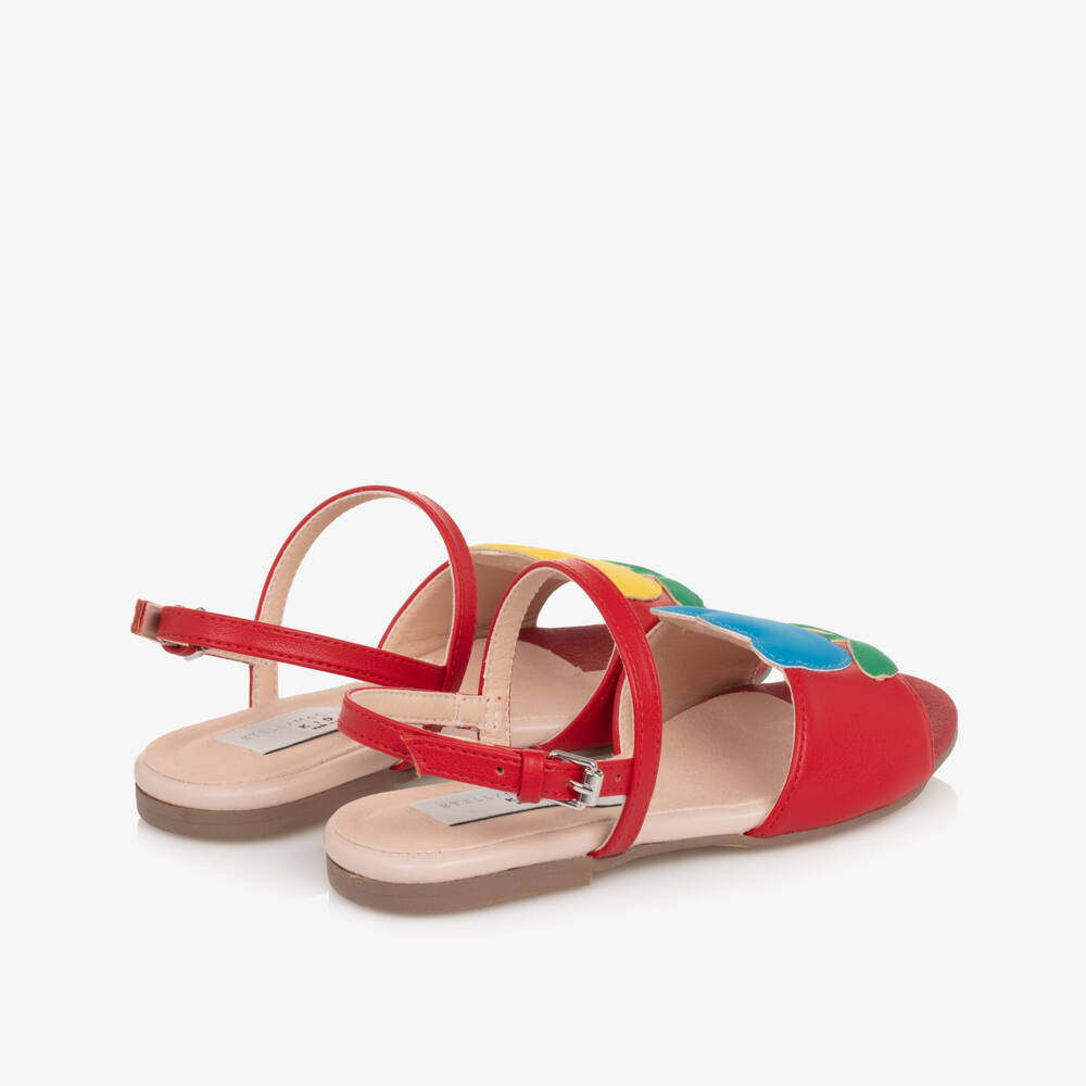 Stella McCartney Kids-Girls Red Faux Leather Sandals with Flower Motifs | Childrensalon Outlet