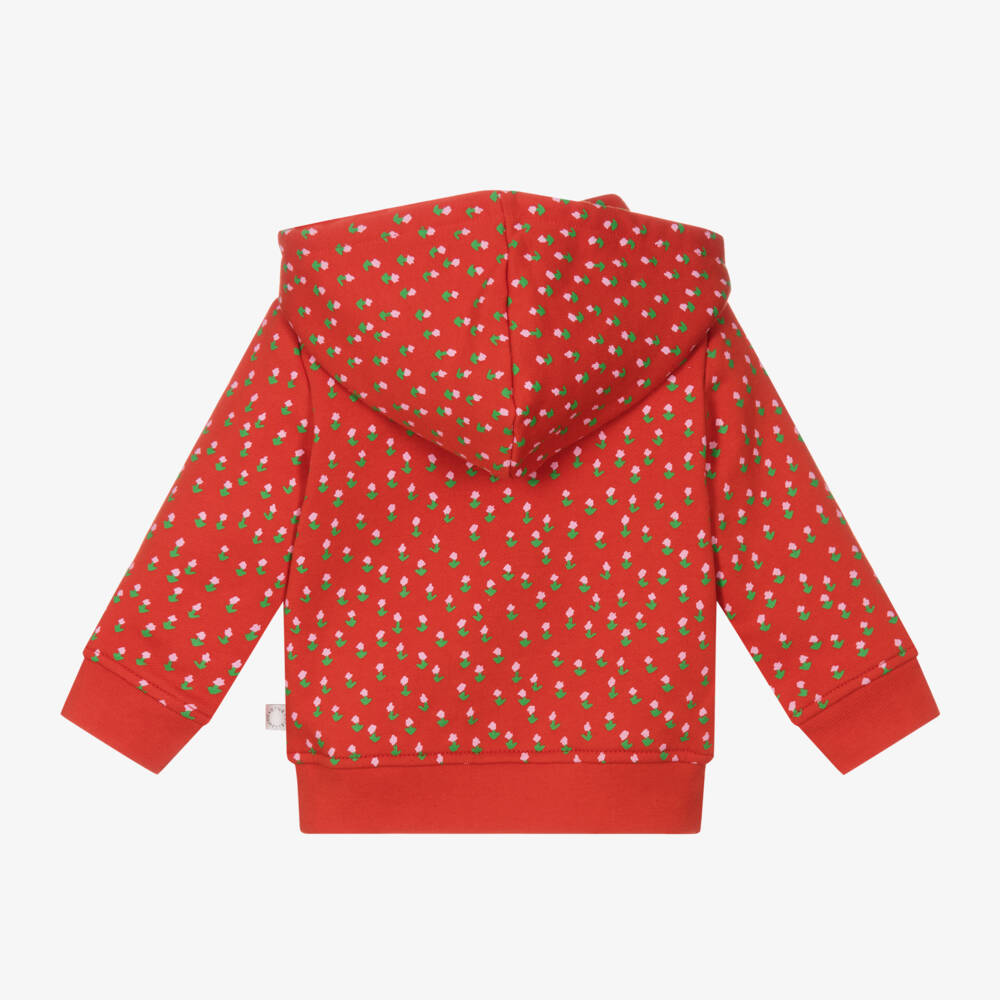 Stella McCartney Kids-هودي بسحاب قطن لون أحمر للبنات | Childrensalon Outlet