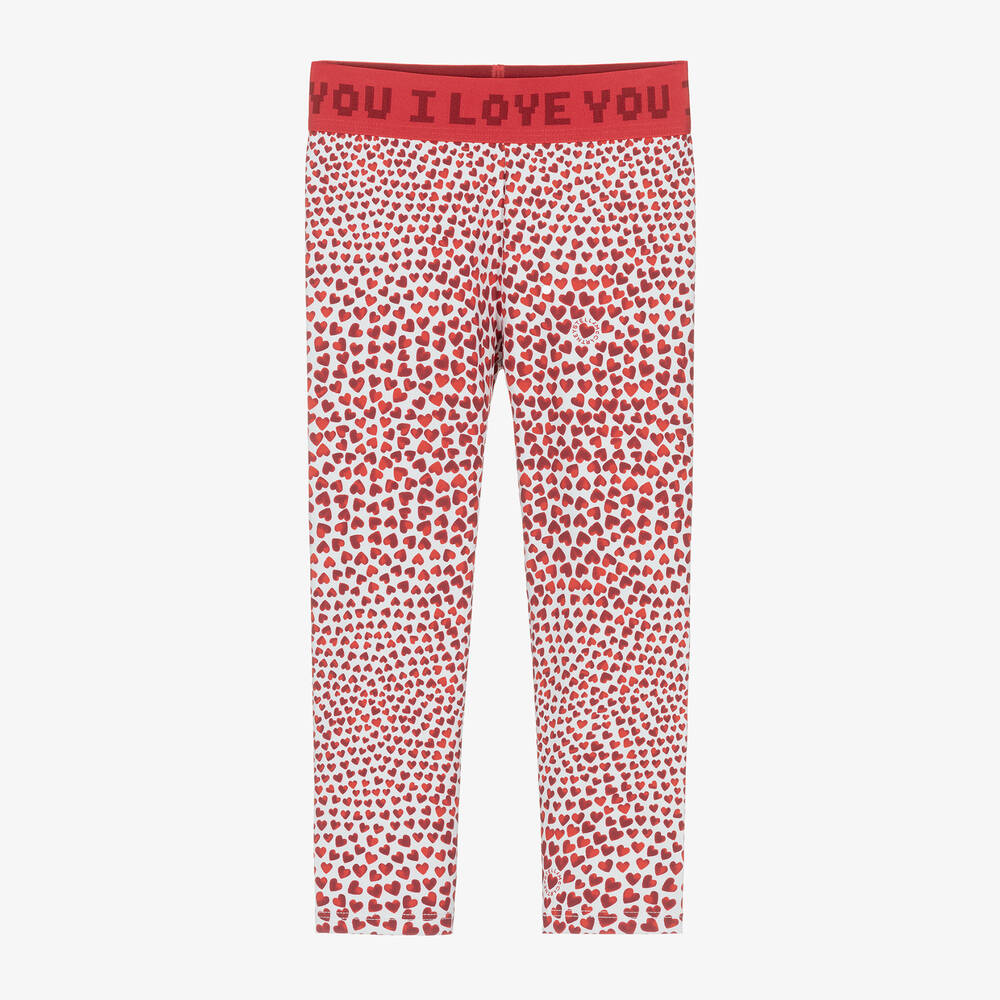 Stella McCartney Kids-Girls Red Heart Print Leggings (UPF50+) | Childrensalon Outlet