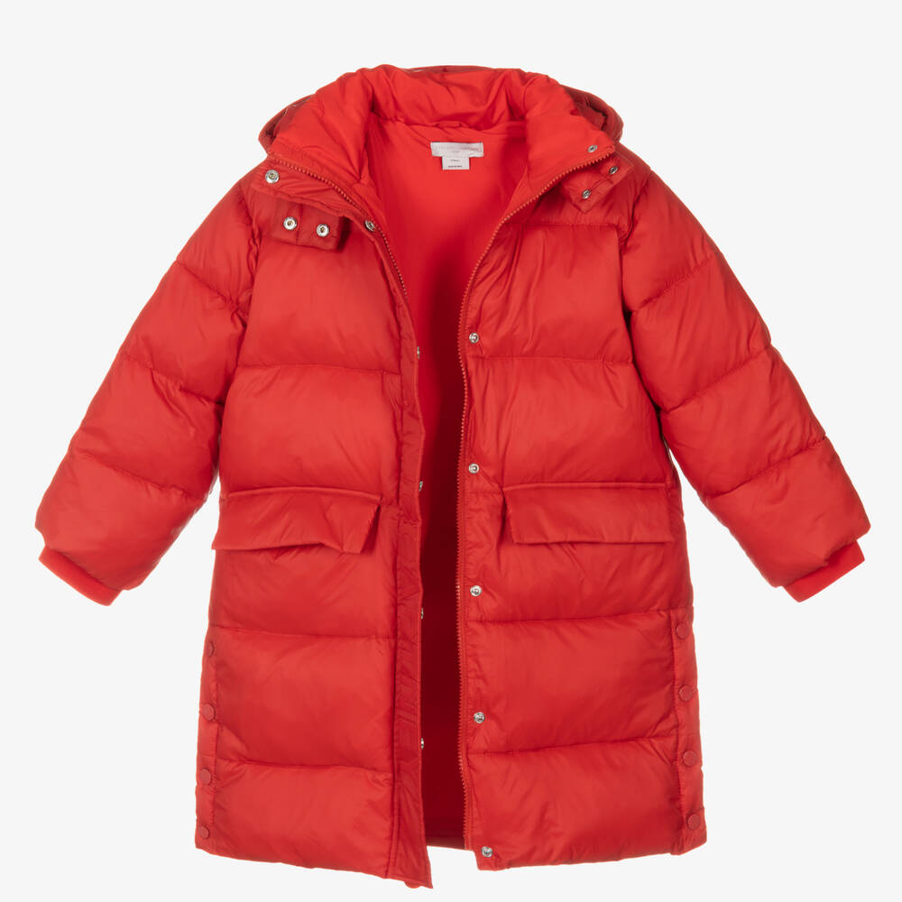 Stella McCartney Kids-معطف بافر هودي لون أحمر للبنات | Childrensalon Outlet