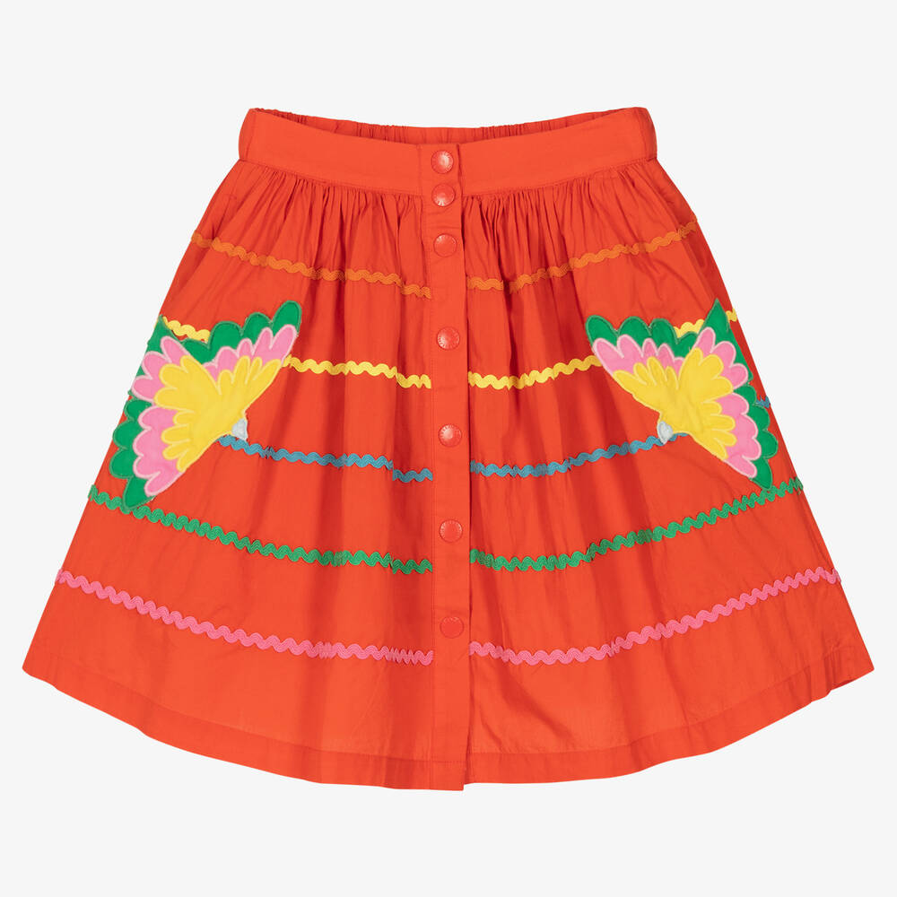 Stella McCartney Kids-تنورة قطن عضوي لون أحمر | Childrensalon Outlet