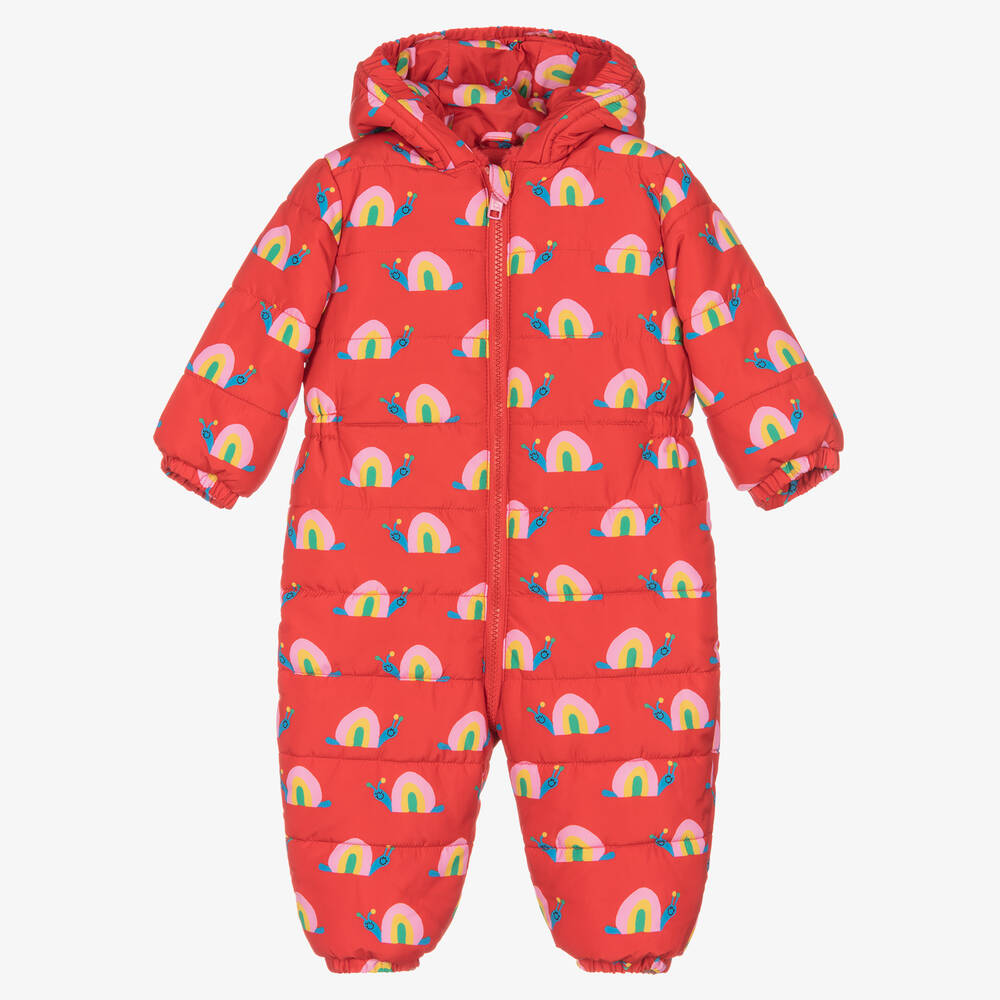 Stella McCartney Kids - Girls Red Padded Snail Snowsuit | Childrensalon