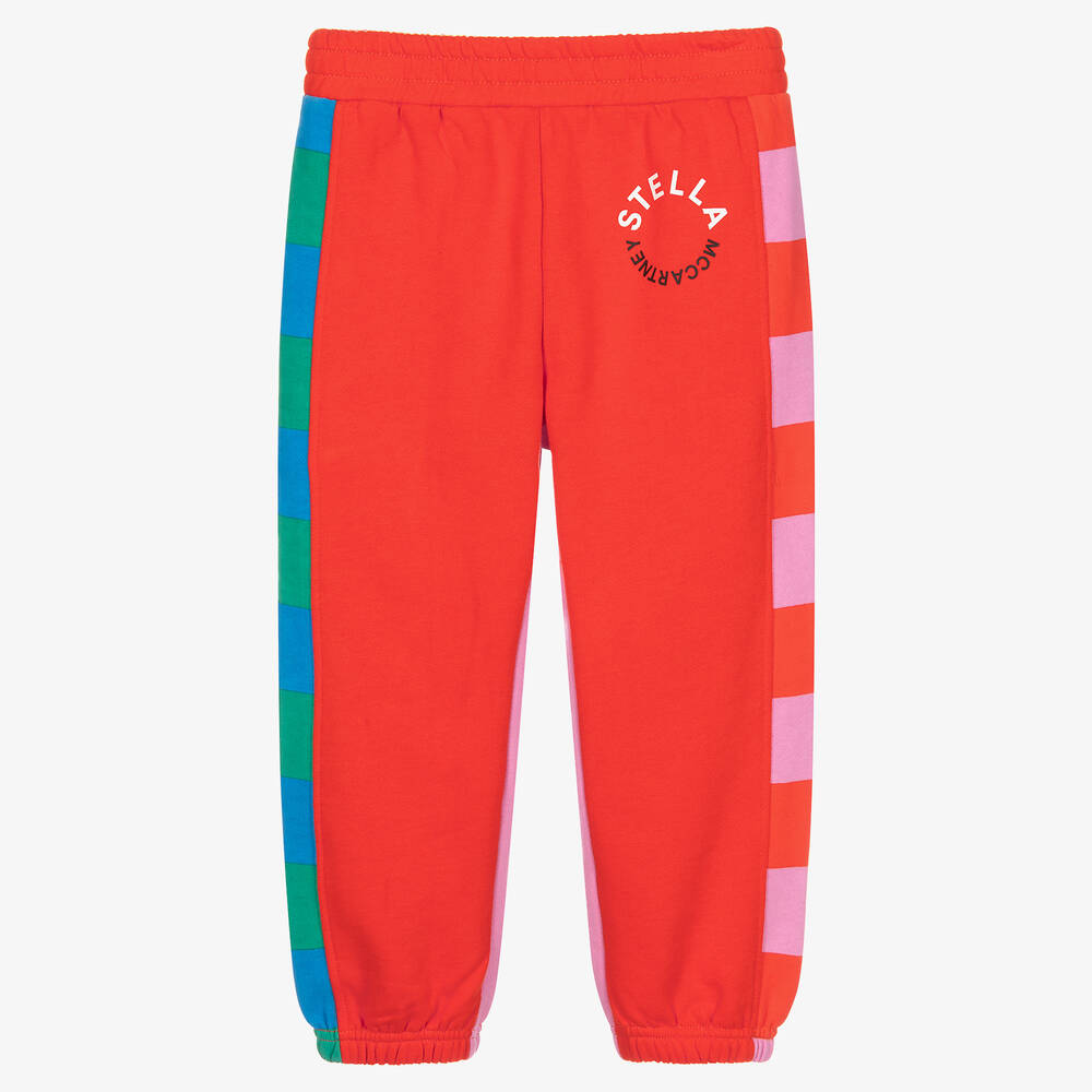 Stella McCartney Kids - Girls Red & Pink Cotton Joggers | Childrensalon