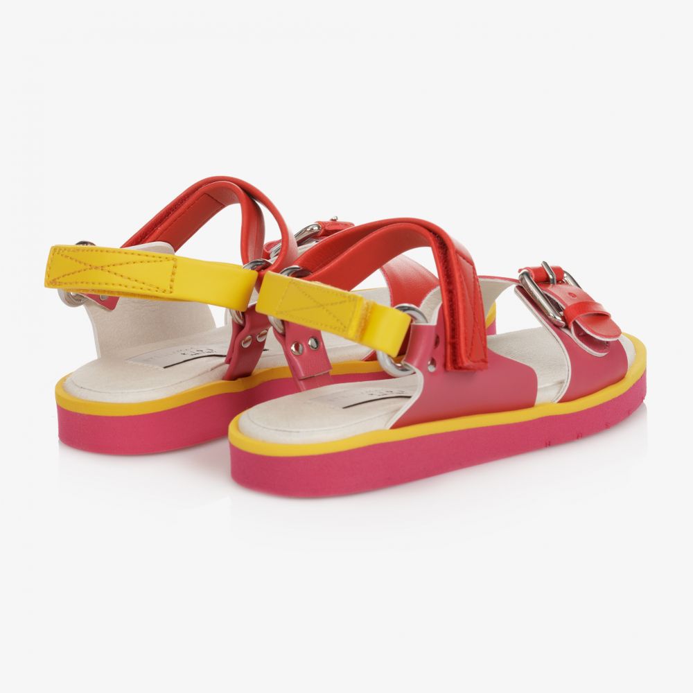 Stella McCartney Kids-صندل جلد صناعي لون أحمر وزهري للبنات | Childrensalon Outlet