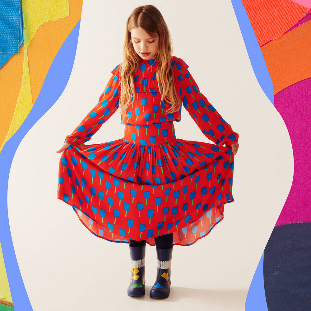 Stella McCartney Kids-Girls Red Pleated Skirt | Childrensalon Outlet