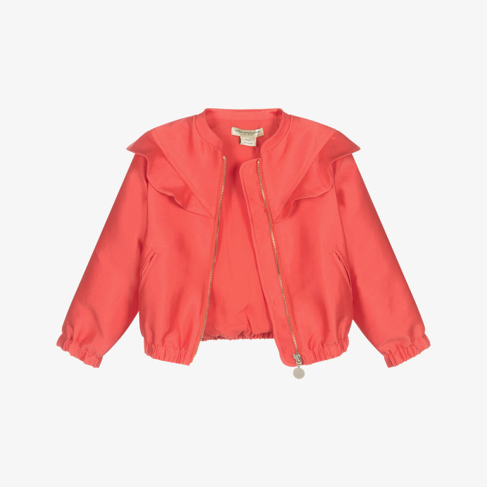 Stella McCartney Kids-Girls Red Ruffle Bomber Jacket | Childrensalon Outlet