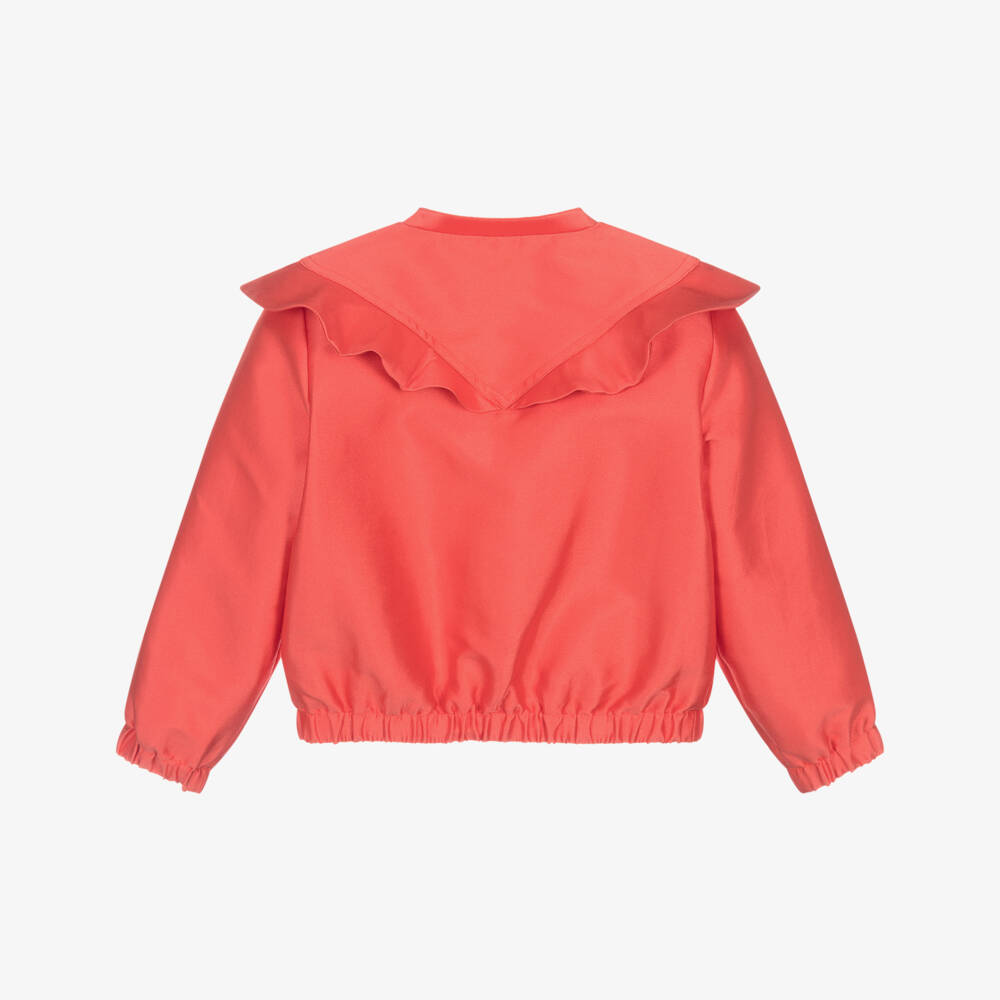 Stella McCartney Kids-Girls Red Ruffle Bomber Jacket | Childrensalon Outlet