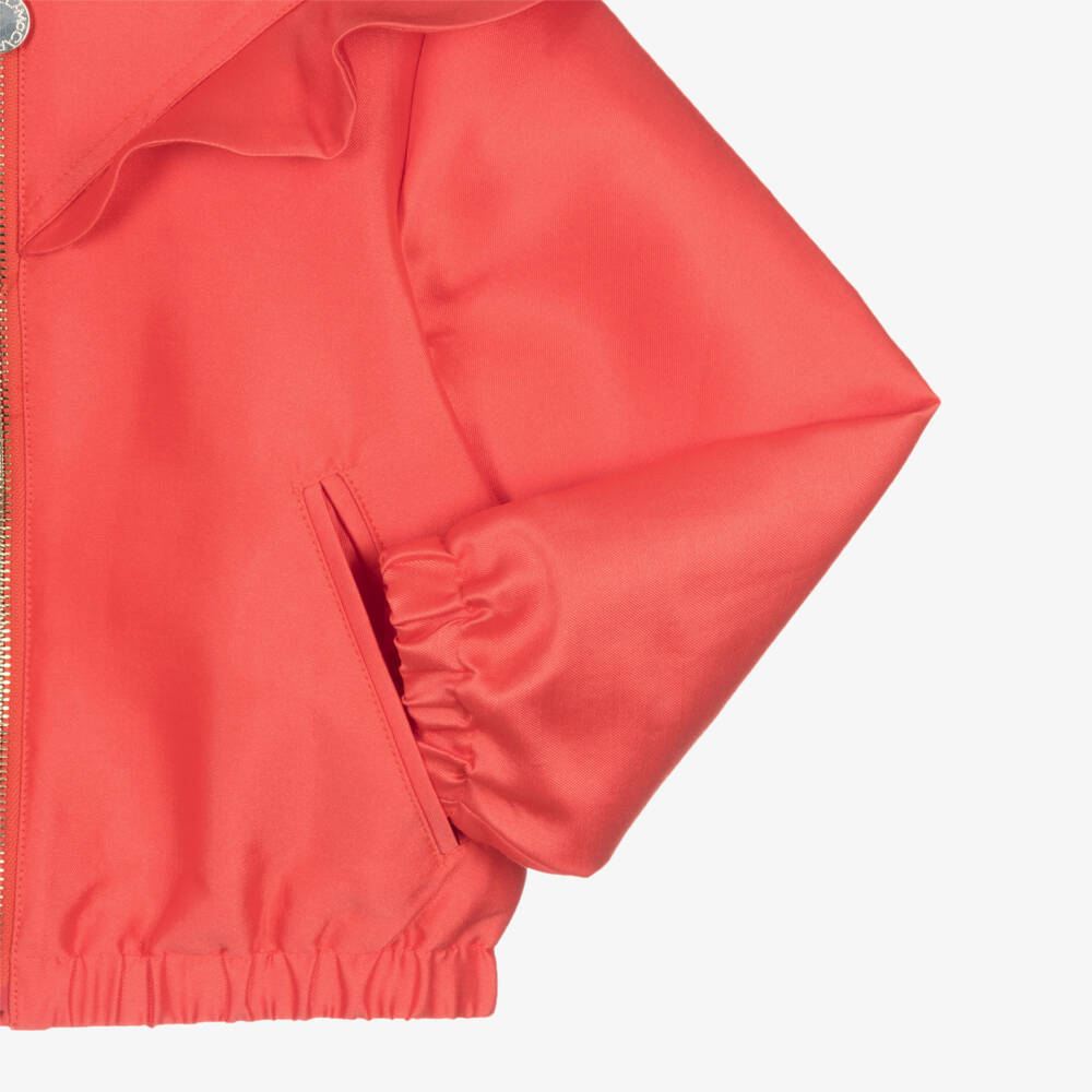 Stella McCartney Kids-Girls Red Ruffle Bomber Jacket | Childrensalon Outlet