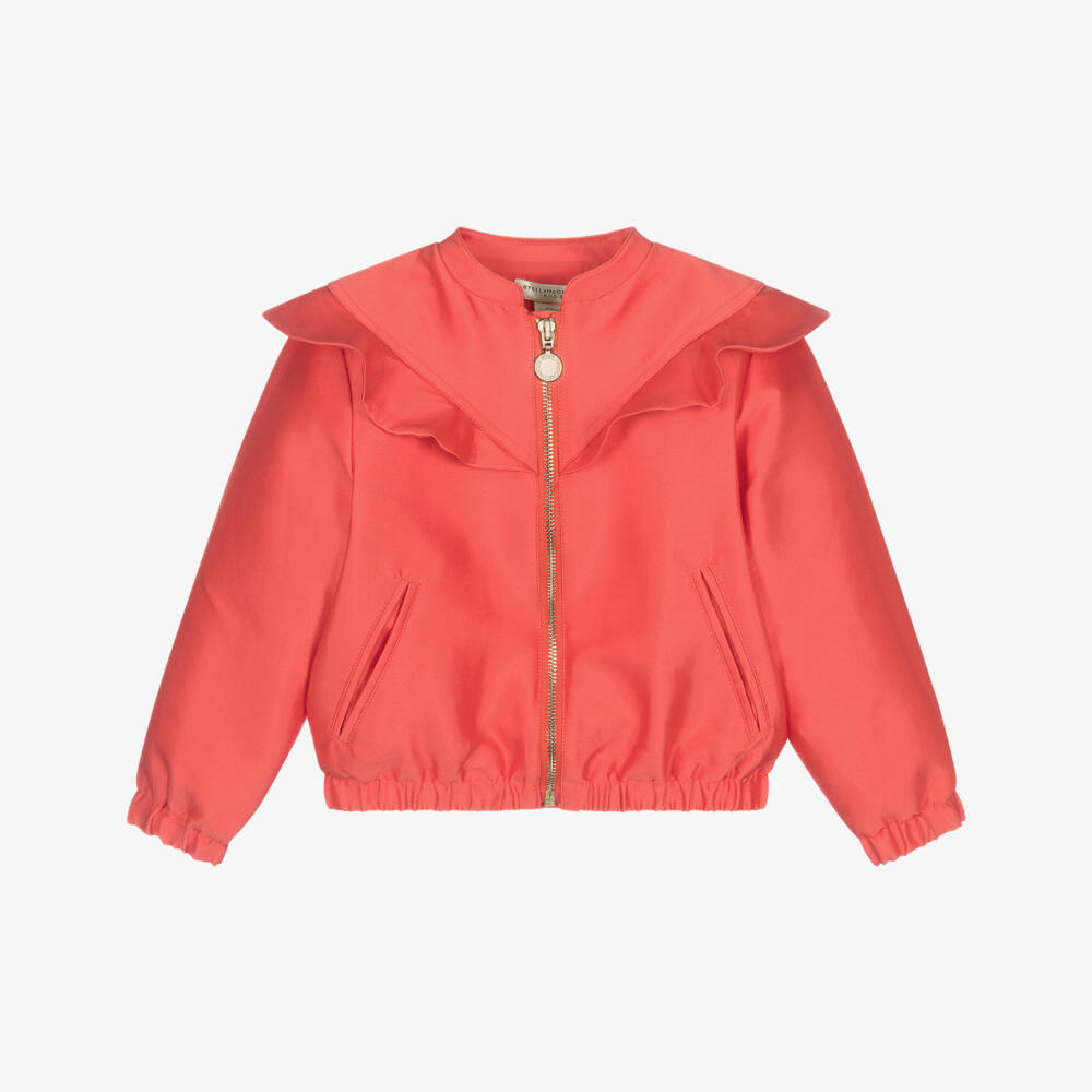 Stella McCartney Kids-Girls Red Ruffle Bomber Jacket | Childrensalon Outlet