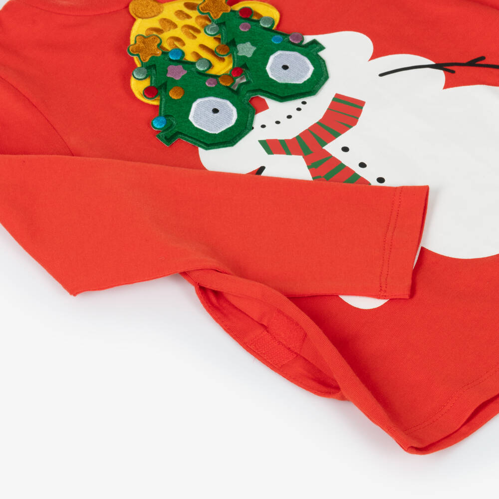 Stella McCartney Kids-Girls Red Snowman Cotton Top | Childrensalon Outlet