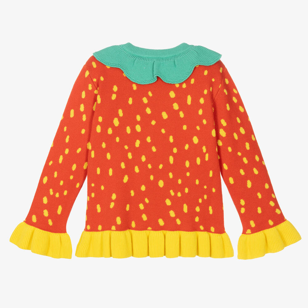 Stella McCartney Kids-Girls Red Strawberry Knit Jumper | Childrensalon Outlet