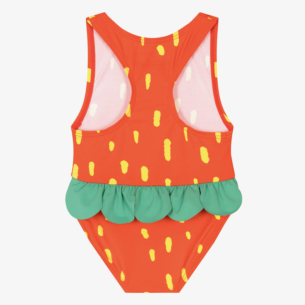 Stella McCartney Kids Girls Red Strawberry Swimsuit UPF50 Childrensalon Outlet