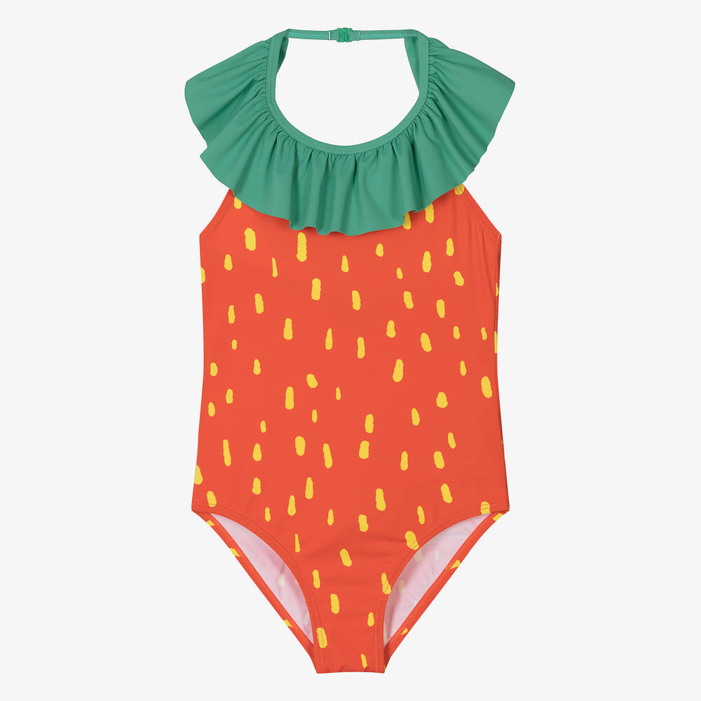 Stella McCartney Kids-Girls Red Strawberry Swimsuit (UPF50+) | Childrensalon Outlet