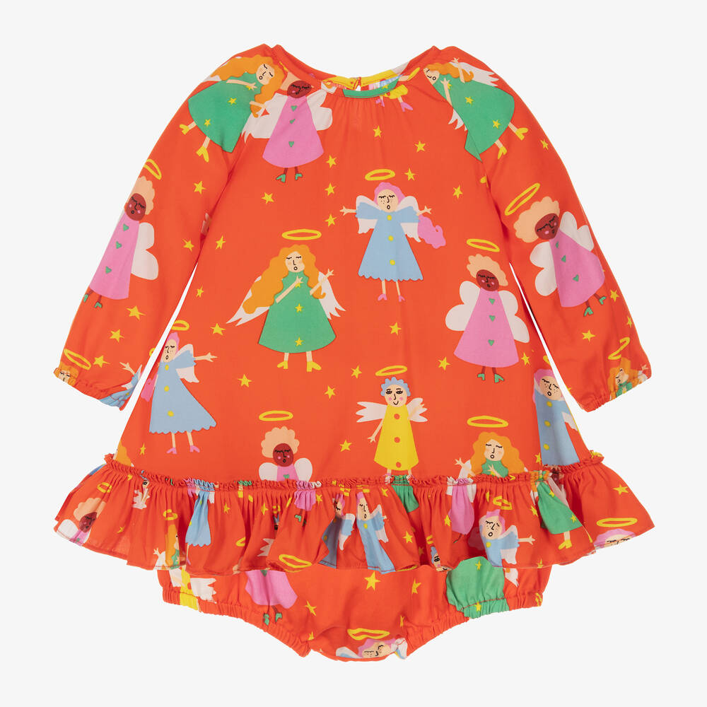 Stella McCartney Kids-Girls Red Tencel Angels Dress | Childrensalon Outlet