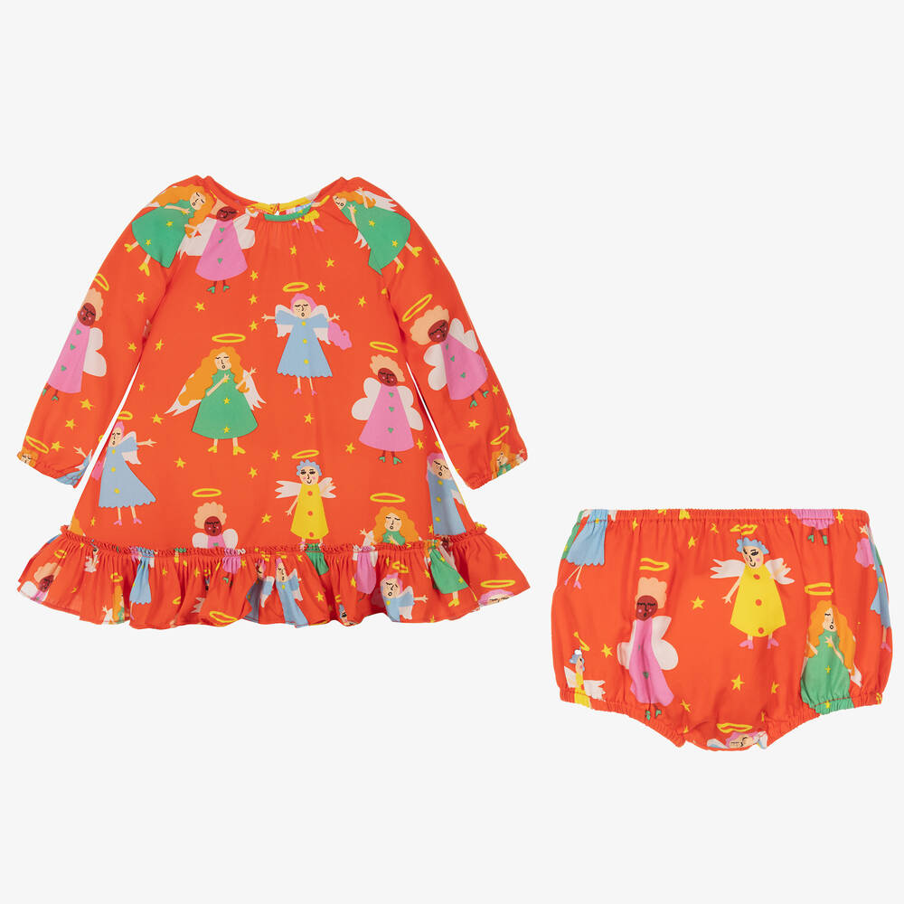 Stella McCartney Kids-Girls Red Tencel Angels Dress | Childrensalon Outlet