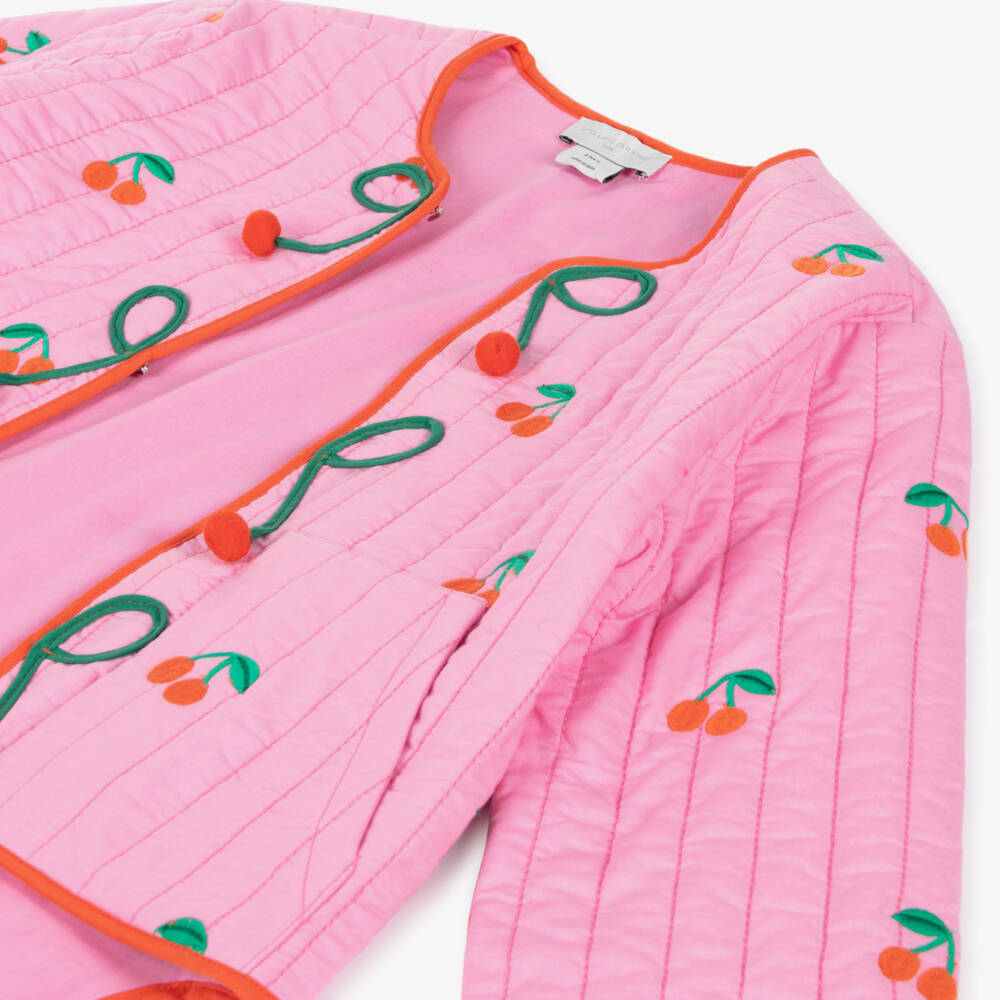 Stella McCartney Kids-Girls Rosy Cherry Embroidered Coat | Childrensalon Outlet