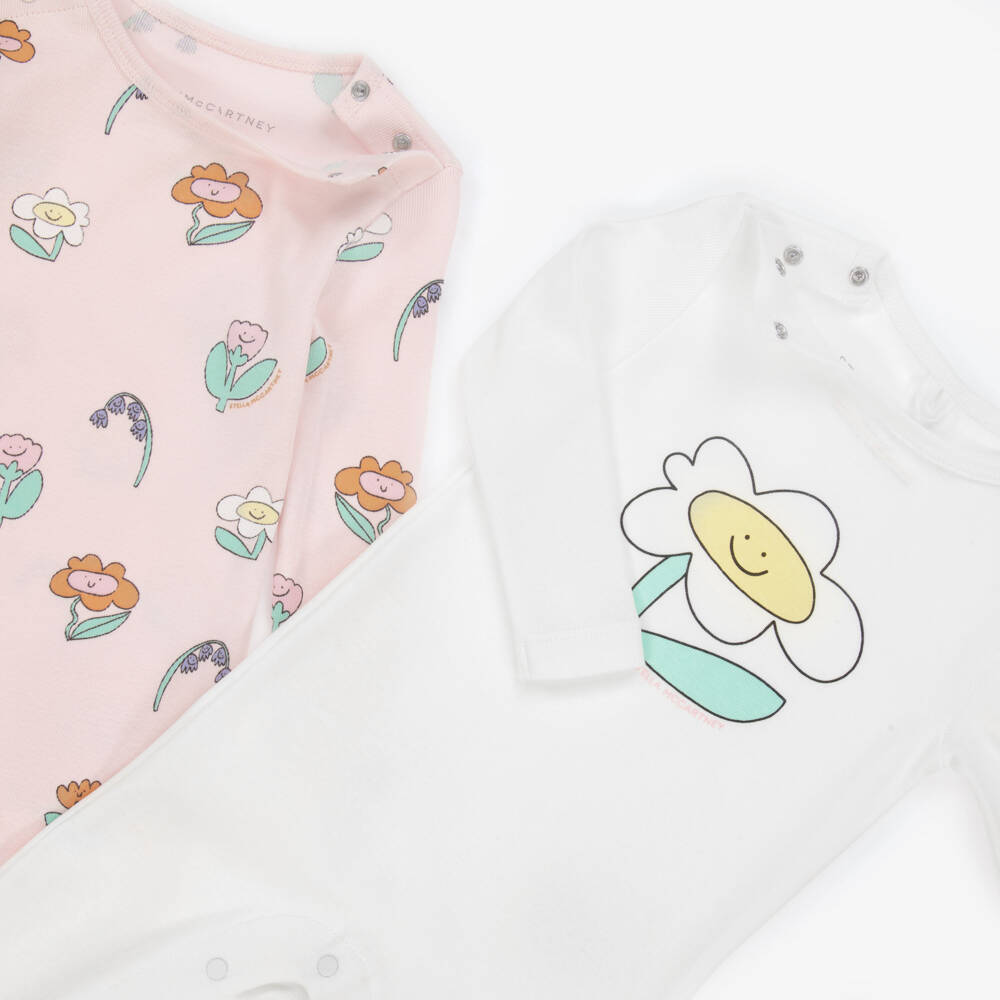 Stella McCartney Kids-Girls Rosy & Ivory Cotton Romper Set | Childrensalon Outlet