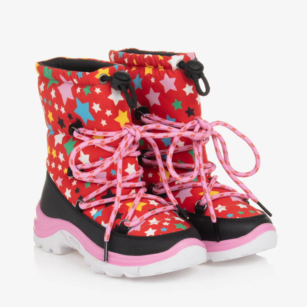 Stella McCartney Kids Ski Wear Capsule-أحذية شتوية بناتية بلون الياقوت مع نجوم | Childrensalon Outlet