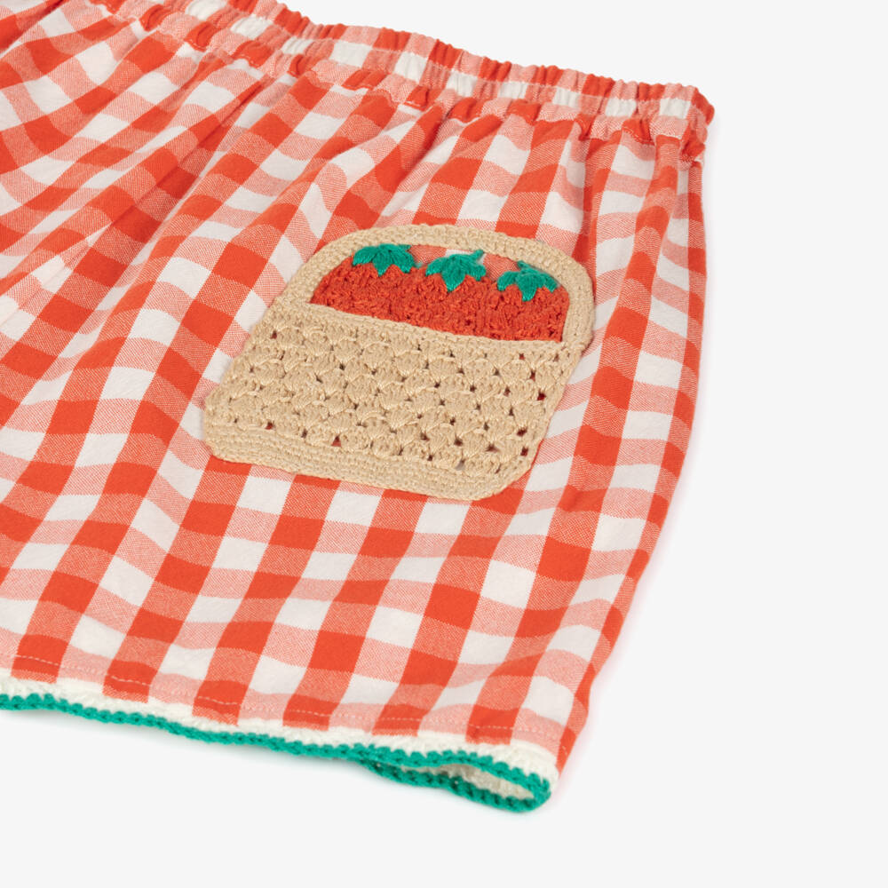 Stella McCartney Kids-Girls Scarlet Gingham Cotton Shorts | Childrensalon Outlet