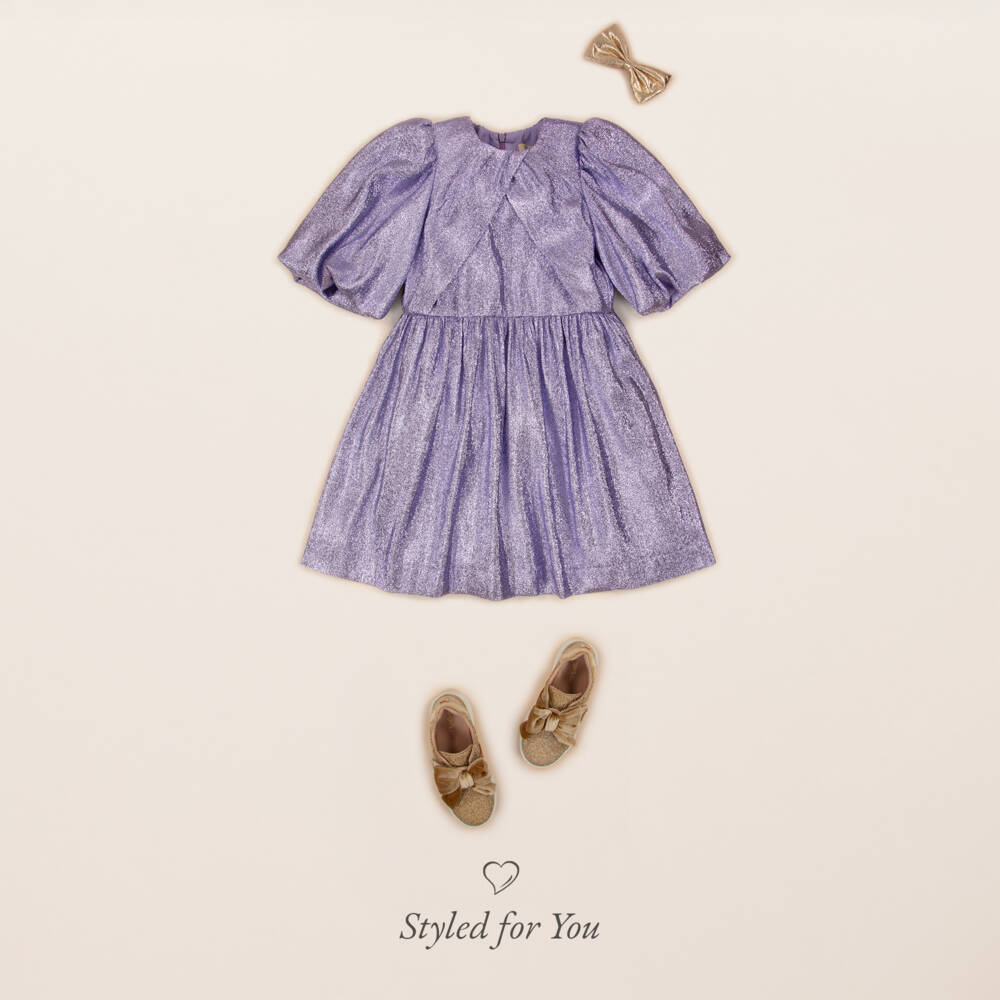 Stella McCartney Kids-Girls Shimmering Purple Lamé Dress | Childrensalon Outlet