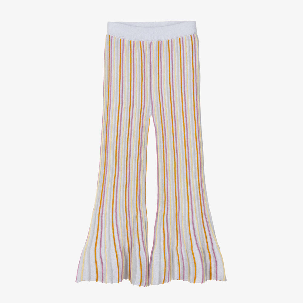 Stella McCartney Kids-Girls Silver & Rainbow Stripe Flared Trousers | Childrensalon Outlet