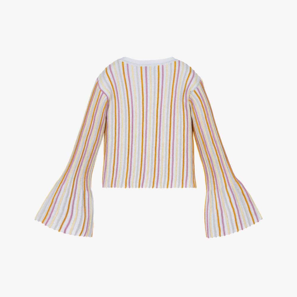 Stella McCartney Kids-Серебристый свитер с радужными полосками для девочек | Childrensalon Outlet